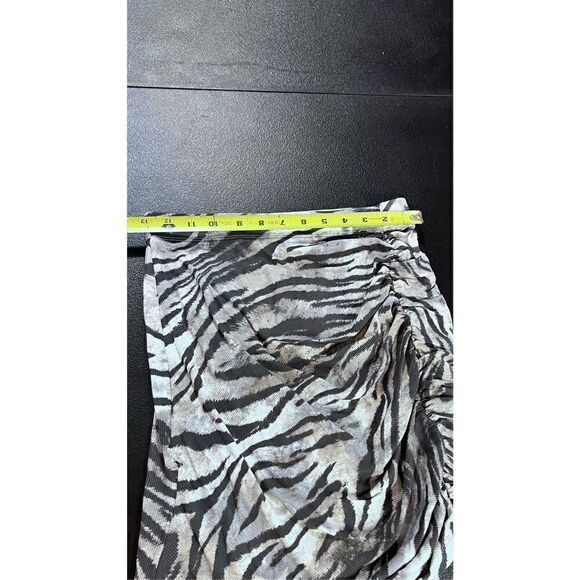 LNA WOMENS RUCHED RIBBED MINI SKIRT GREY ZEBRA PRINT SIZE S NEW P1-45 - Picture 7 of 11